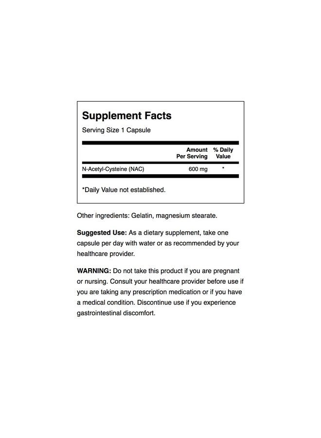 SWANSON Nac N Acetyl Cysteine Antioxidant Anti Aging Respiratory Liver Support Amino Acid Supplement 600 Mg 100 Capsules (2 Pack) - Image 4