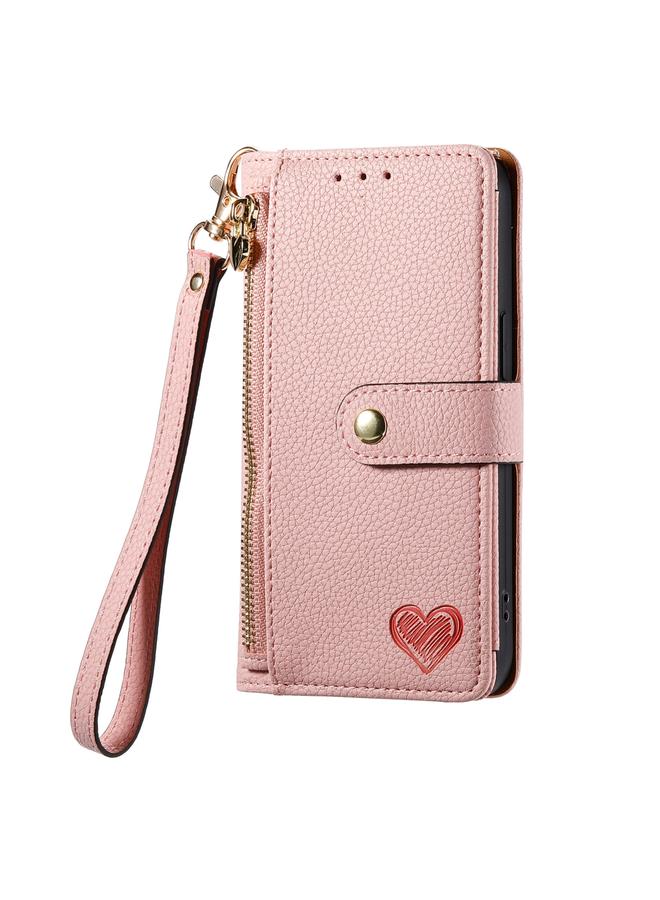 اس-توب جراب هاتف جلدي بسحاب مع حبل لهاتف iPhone X / XS Love - Image 2