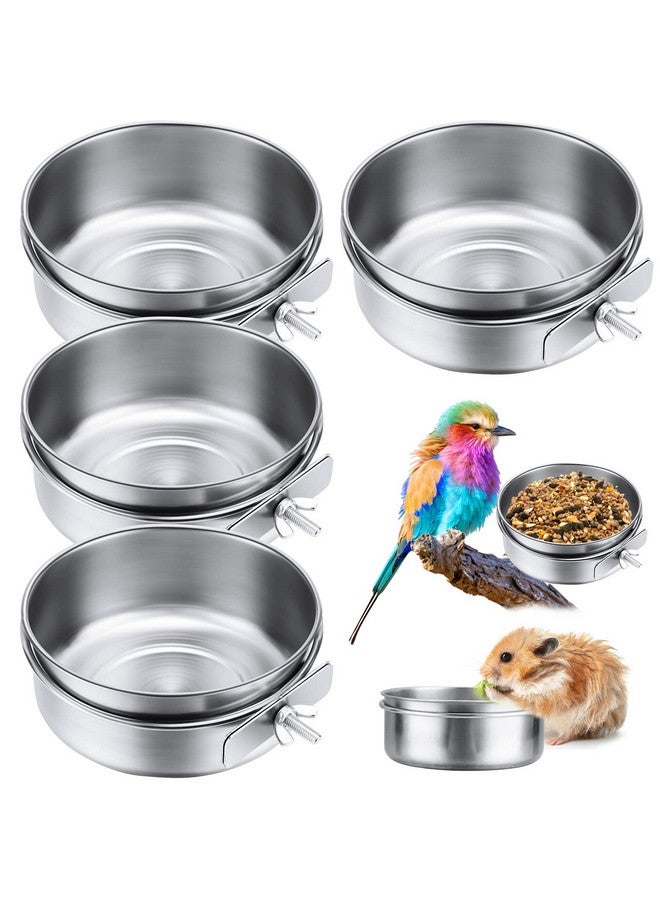 Aoriher 4 Pieces Stainless Steel Bird Feeding Dish Cups 30 oz Bird Feeder Parrot Food Water Bowl with Clamp Pet Cage Cups Holder for Cockatiel Conure Budgies Parakeet Small Animals - Image 1