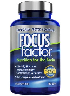 Focus Factor Brain Supplement Multivitamin Improve Memory and Clarity Boost Concentration Neuro Energy Learning Reasoning for Men and Women 180 Tablets  - Image 1