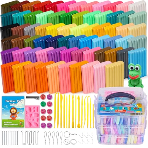 CiaraQ Polymer Clay Starter kit Oven Bake Modeling Clay with Sculpting Tools 70 Colors 369 lbs - Image 1