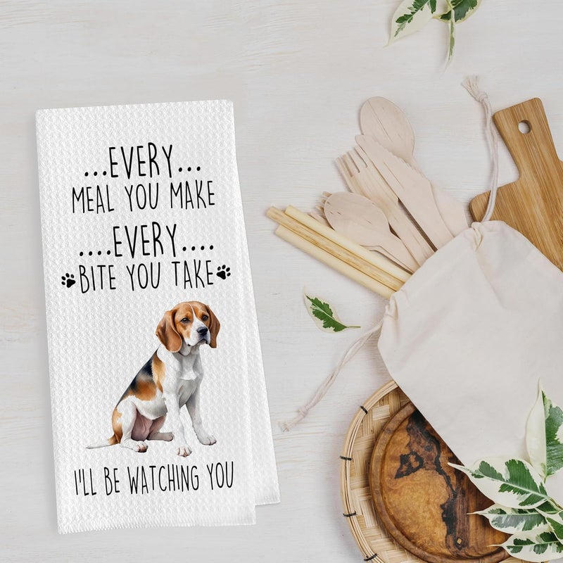 Geqtt Funny Beagle Dish Towels Set - Beagle Gifts Decorative Waffle Weave Kitchen Towels, Hand Towel, Tea Towel (16×24 Inches, Set of 2) - Image 3