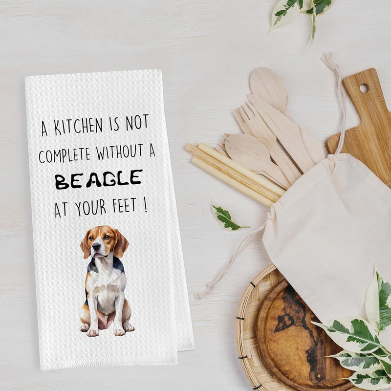 Geqtt Funny Beagle Dish Towels Set - Beagle Gifts Decorative Waffle Weave Kitchen Towels, Hand Towel, Tea Towel (16×24 Inches, Set of 2) - Image 4