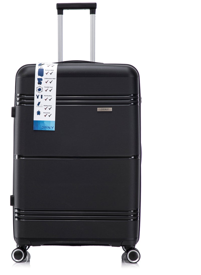 JRNY Hard Case Luggage Set of 3 – 20", 24", 28" Polypropylene, 8 Silent 360° Spinner Wheels – Black (PP 906) - Image 3