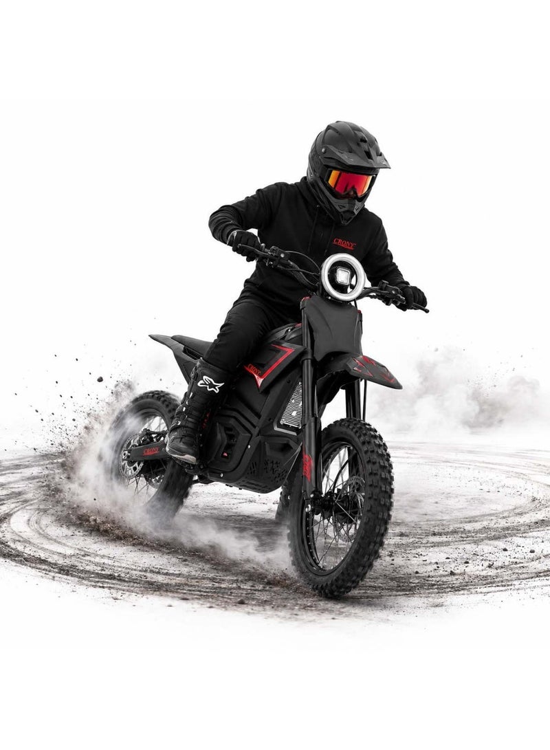 CRONY-08 4500W Electric Dirt Bike, 60V 27AH Battery, 35-55-80KM/H 3-Speed Modes, 55-75KM Range, E-Dirt Bike, Electric Off-Road Motorcycle, Electric Motorbike, Off-Road Bike, Trail Bike, Enduro Motorcycle, Dual Suspension, Disc Brakes, 17/14 Inch Off-Road Tires, 130KG Max Load, LED Headlight, Bluetooth Speaker - Image 1