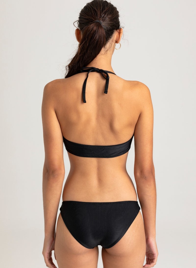 VULEVU Tie Front Bikini Top Black - Image 2