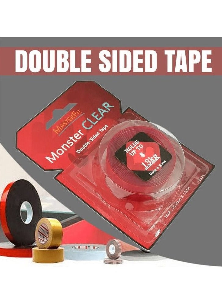 MASTERFIT Excellent Adhesive Mounting Tape Double Sided Tape 25.2mm X 1.52meter Hold Up to 13 Kg Made in Korea - Image 1