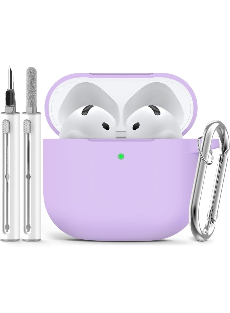 SJet Soft Silicone Case Cover for AirPods 4 with Cleaner Kit and Keychain(Purple) - Image 1