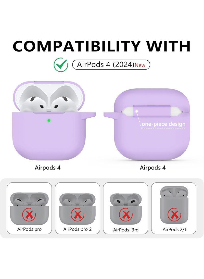 SJet Soft Silicone Case Cover for AirPods 4 with Cleaner Kit and Keychain(Purple) - Image 2