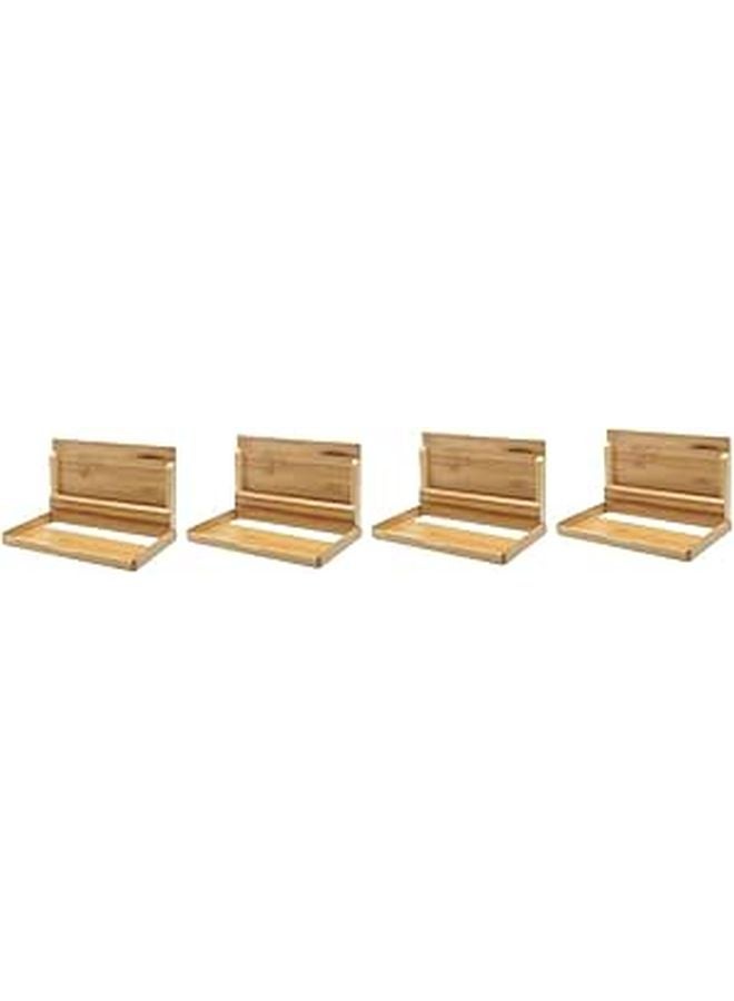 4Pcs Wooden Business Card Holder Stand 3 Grid Display Rack Office Storage Case - Image 1