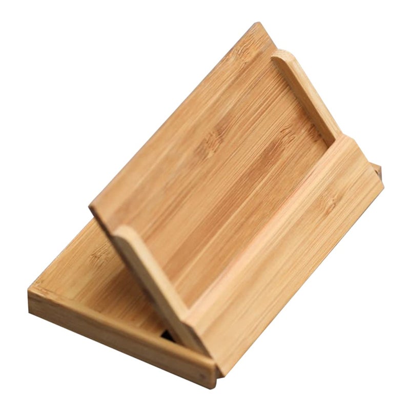 4Pcs Wooden Business Card Holder Stand 3 Grid Display Rack Office Storage Case - Image 3