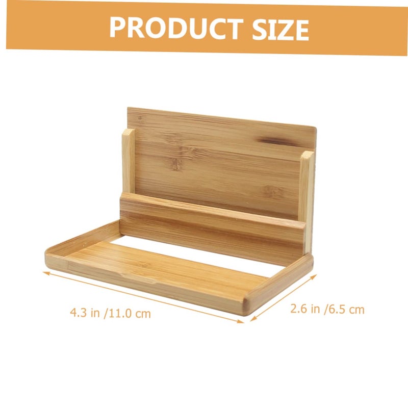 4Pcs Wooden Business Card Holder Stand 3 Grid Display Rack Office Storage Case - Image 5