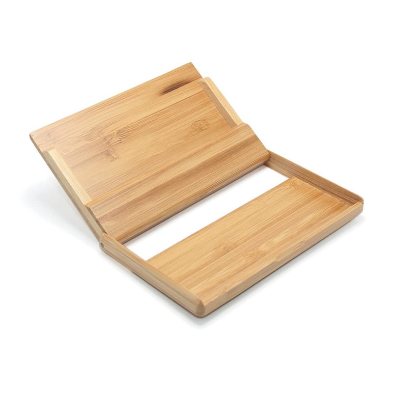 4Pcs Wooden Business Card Holder Stand 3 Grid Display Rack Office Storage Case - Image 4