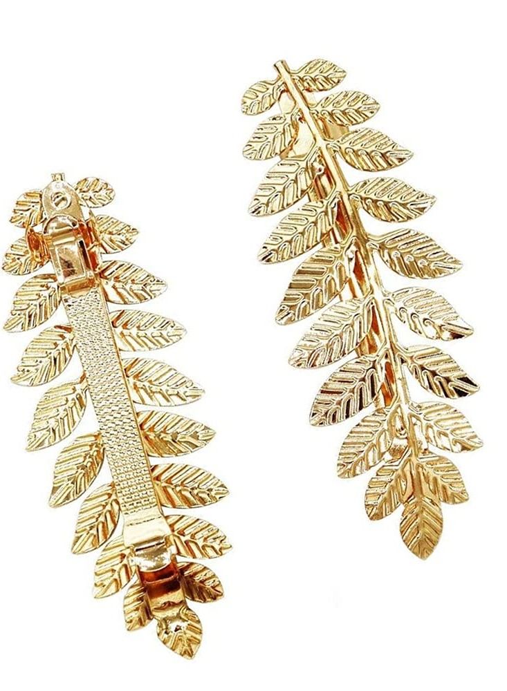 SYOSI 4 Pack Hair Clip, Gold Feather Leaf Flower, Metal Snap, Leaves Hair Barrettes Claw Clamp Bobby Pin Alligator Hairclips Wedding Party Hair Decorations Accessories for Women Ladies - Image 2