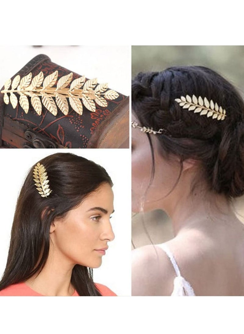 SYOSI 4 Pack Hair Clip, Gold Feather Leaf Flower, Metal Snap, Leaves Hair Barrettes Claw Clamp Bobby Pin Alligator Hairclips Wedding Party Hair Decorations Accessories for Women Ladies - Image 5