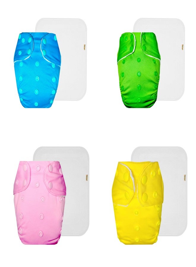 حفاضات دمبلدو القماشية الممتازة مع حشوة قطنية (عبوة من 4) | ناعمة ولطيفة | مانعة للتسرب | مناسبة للسفر | تغيير حفاضات بدون قلق | من 3 أشهر إلى 3 سنوات | للجنسين