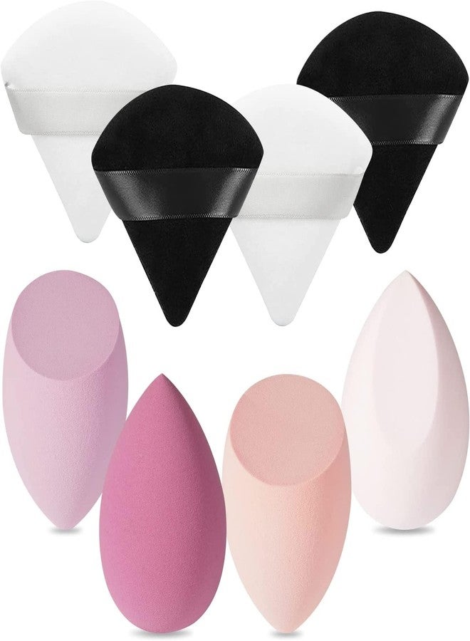 Ruby Face Rubyface 4 Pcs Makeup Sponge Beauty Blender with Egg Case with 4 Pcs Powder Puff Triangle Soft Powder Sponge Reusable Cosmetic Foundation Wet Dry Makeup Set Multi-colored - Image 1