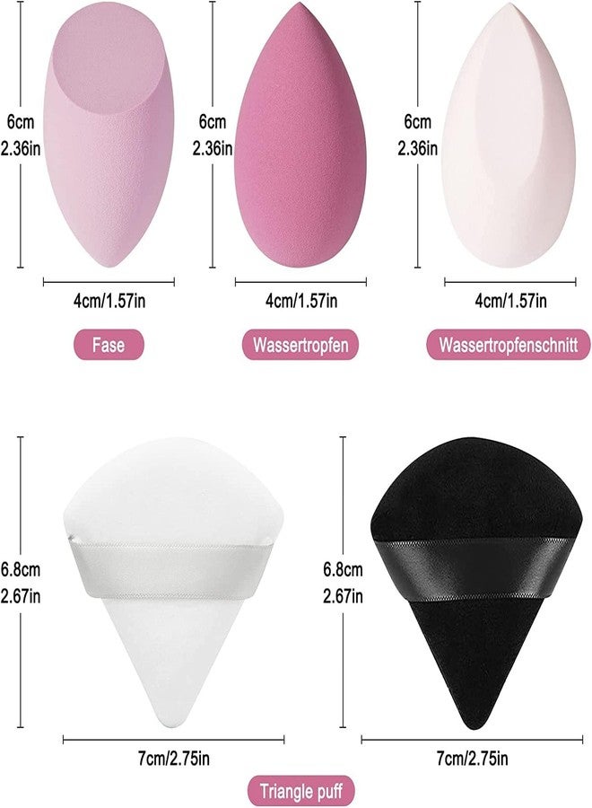 Ruby Face Rubyface 4 Pcs Makeup Sponge Beauty Blender with Egg Case with 4 Pcs Powder Puff Triangle Soft Powder Sponge Reusable Cosmetic Foundation Wet Dry Makeup Set Multi-colored - Image 4