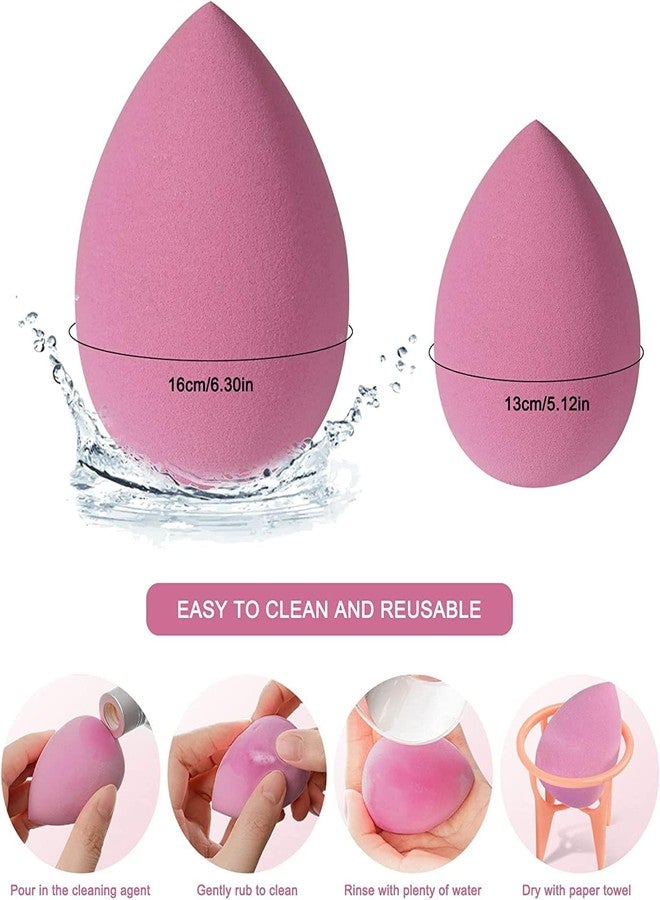 Ruby Face Rubyface 4 Pcs Makeup Sponge Beauty Blender with Egg Case with 4 Pcs Powder Puff Triangle Soft Powder Sponge Reusable Cosmetic Foundation Wet Dry Makeup Set Multi-colored - Image 3