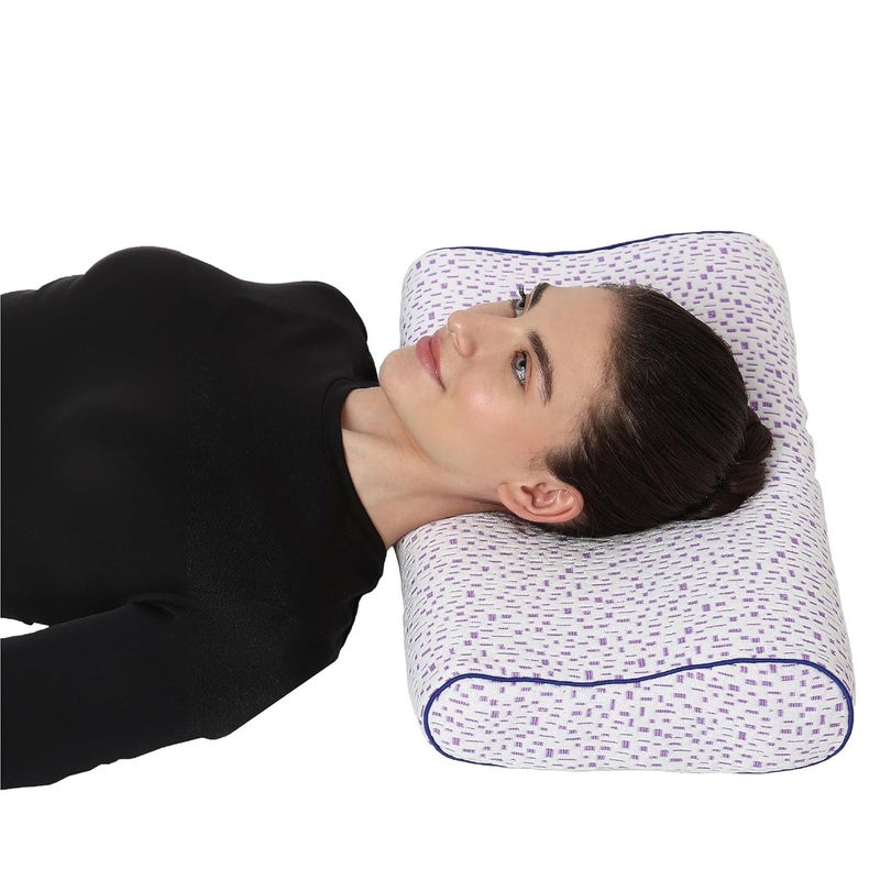 Flamingo Premium Memory Foam Pillow Orthopedic Contour Cervical Pillow for Neck Shoulder Pain Bed Pillows Suitable for BackSide Stomach Sleeper Color magnette SizeUniversal