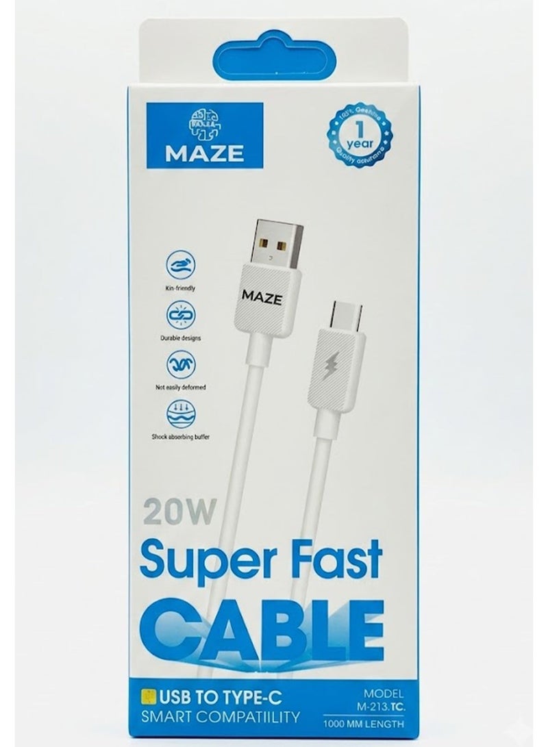 ميذ كابل شحن سريع (20 واط) من USB-A إلى USB-C – يدعم الشحن السريع بتقنية QC 3.0 ونقل البيانات بسرعة 480 ميجابت في الثانية، يتميز بتصميم متين ومجدول من النايلون ومقاوم للانحناء، بطول 1 متر، ومتوافق مع الهواتف الذكية والأجهزة اللوحية وأجهزة USB-C. - Image 2