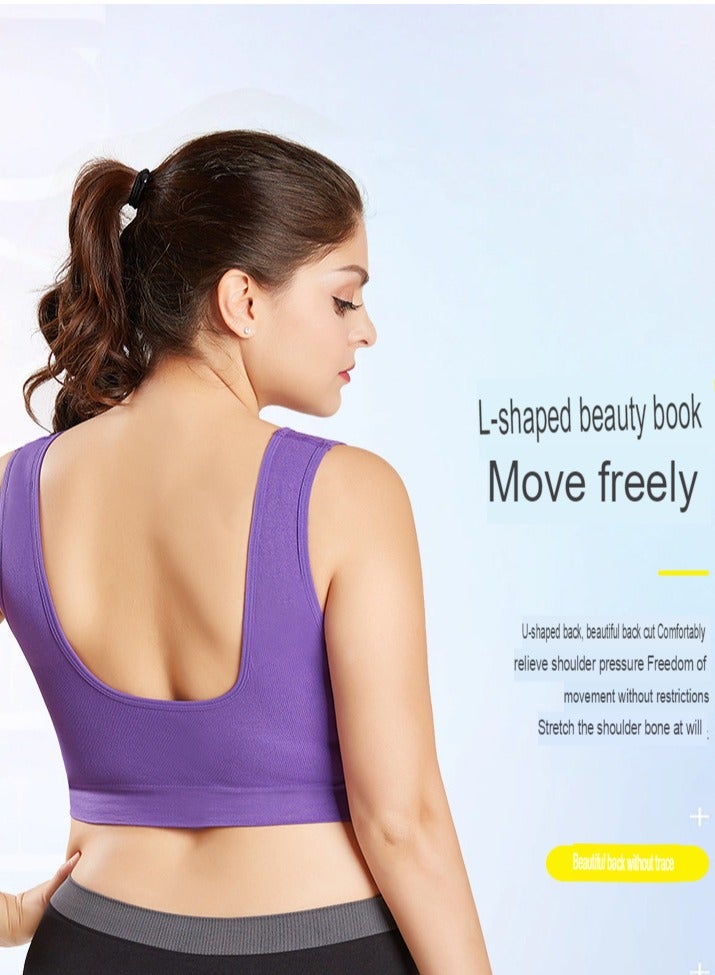 AROAQ Women Sports Bra, Fitness Sports Yoga Bra with Removable Padding,  Double-layer Seamless  Sports Bra without Rims, Comfortable Soft Bra for Workouts Running Yoga Trainings, (Size XL, Blue)  - Image 3