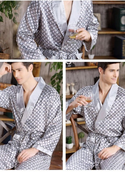 Printed Pyjama Robe Silver