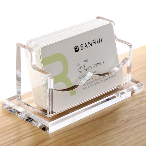 SANRUI Acrylic Business Card Holder for Desk, Horizontal Business Card Display Stand, Clear Business Card Holder Stand, Fits 50~60 Business Cards（Patent No.:US D1,000,519 S） - Image 1