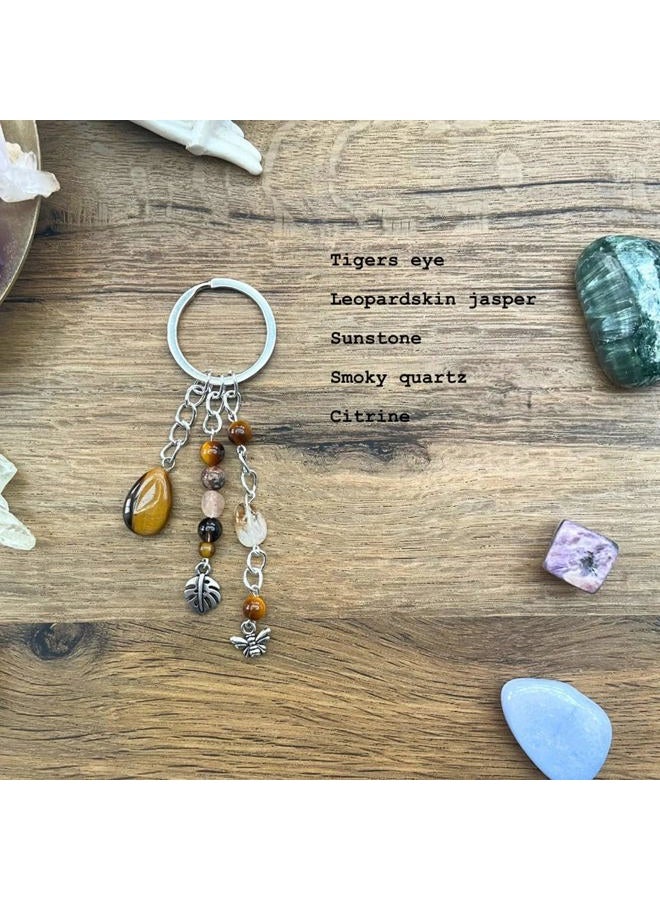 YTYAB Cute Crystal Keychains,Boho Key Rings for Car Keys,Kawaii Bag Backpack Handbag Purse Accessories Charms,Bling Healing Teardrop Keyring Handmade,Funny Tigers Eye Key Chain for Women Men（Brown） - Image 3