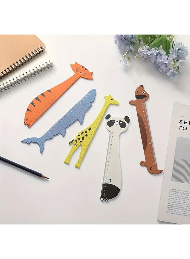 مسطرة على شكل حيوانات مجموعة سمك القرش كلب قط خشب اصطناعي مستلزمات مدرسية تعليمية - Image 2