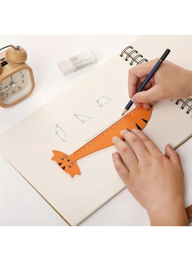 مسطرة على شكل حيوانات مجموعة سمك القرش كلب قط خشب اصطناعي مستلزمات مدرسية تعليمية - Image 4