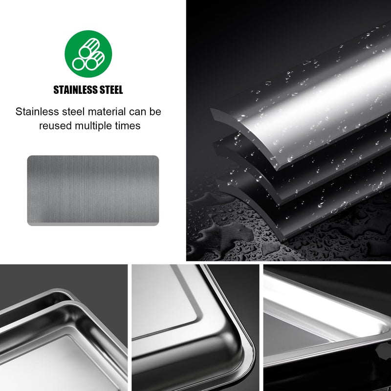 RooTrimmer 5 Pack Large Stainless Steel Seedling Trays, Heavy Duty Metal Water Catch Trays for Nursery Pots-Transplant, Seed Germination & Propagation Flats (17.5 inchÃ—13.56 inch, 1.18" Height) - Image 4