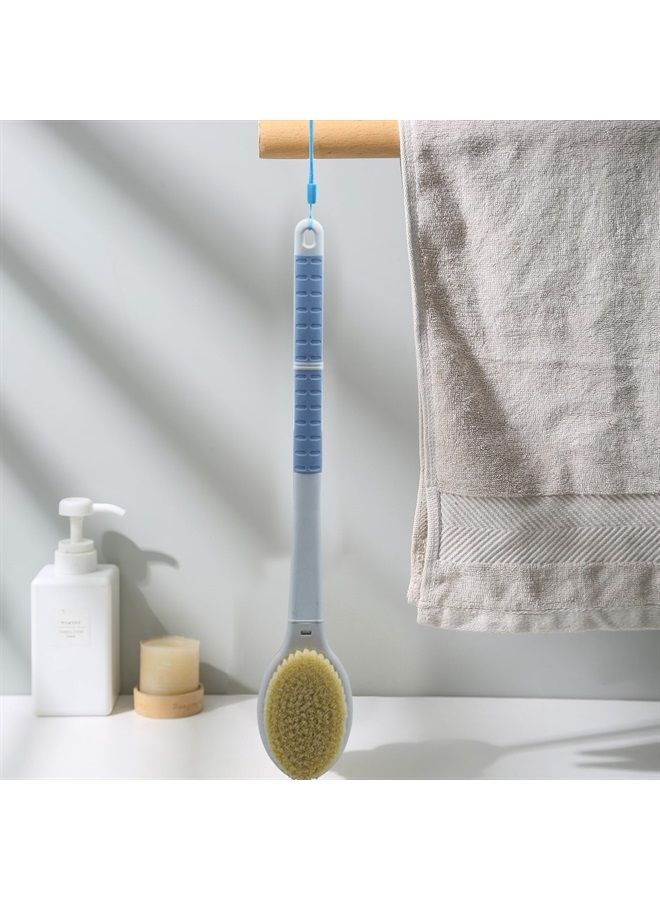 HONOMA Shower Brush with Soft and Stiff Bristles,17.5" Long Handle Dual-Sided Back Scrubber Bath Brush Body Exfoliator for Wet or Dry Brushing (Long Handle) - Image 2