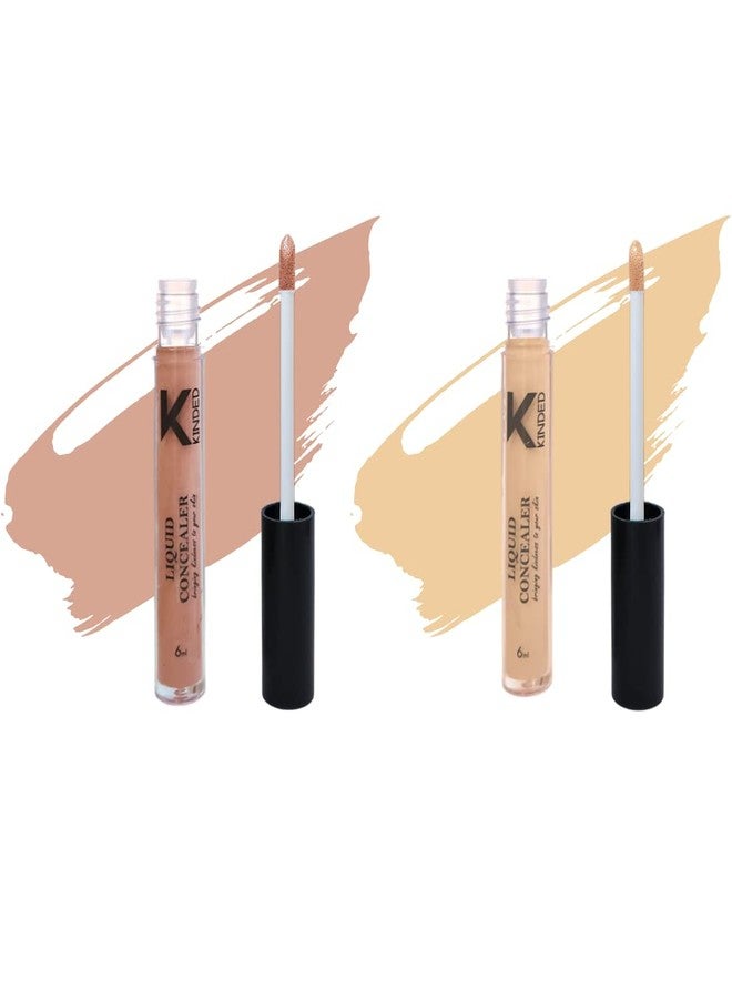 KINDED Liquid Concealer Full Coverage Colour Corrector Contour Waterproof HD Pro Master Series for Dry & Oily Skin Dark Circles & Spots (Creamy Matte, Nude It & Cream Cushion Combo, 6 ml each) - Image 1