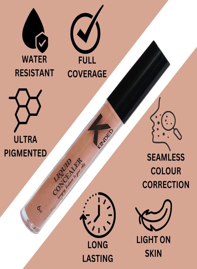 KINDED Liquid Concealer Full Coverage Colour Corrector Contour Waterproof HD Pro Master Series for Dry & Oily Skin Dark Circles & Spots (Creamy Matte, Nude It & Cream Cushion Combo, 6 ml each) - Image 3