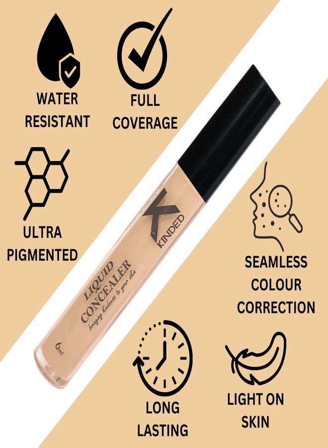 KINDED Liquid Concealer Full Coverage Colour Corrector Contour Waterproof HD Pro Master Series for Dry & Oily Skin Dark Circles & Spots (Creamy Matte, Nude It & Cream Cushion Combo, 6 ml each) - Image 4