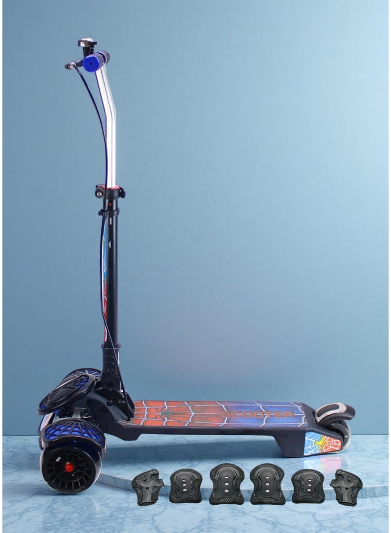 إيزي فيتشور سكوتر ركل قابل للطي من EASY FUTURE للأطفال من سن 3 إلى 8 سنوات: مقبض قابل لضبط الارتفاع، عجلات LED، فرامل خلفية، فرامل مقبض وموسيقى ممتعة، بما في ذلك مجموعة معدات الحماية - Image 1