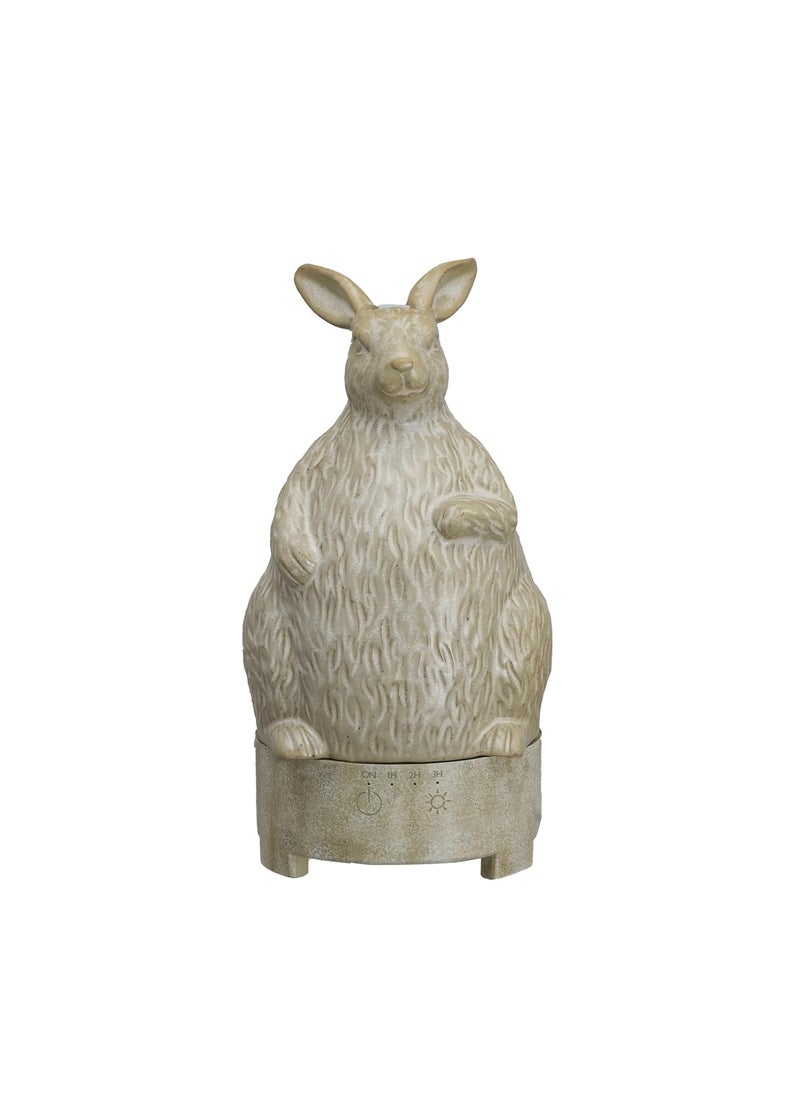 Creative Co-op Creative Co-Op Stoneware Rabbit Oil Diffuser with Timer, Cream 
