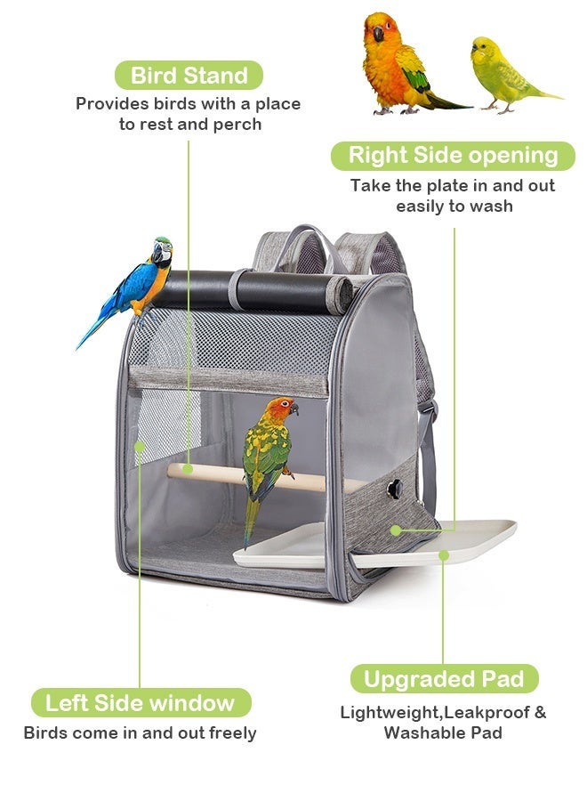 Forthcan Bird Carrier Backpack - Pet Travel Cage with Upgraded Tray and Standing Perch, Breathable & Portable, for Small Birds, Green Cheek, Cockatiel, Parrot - Image 4