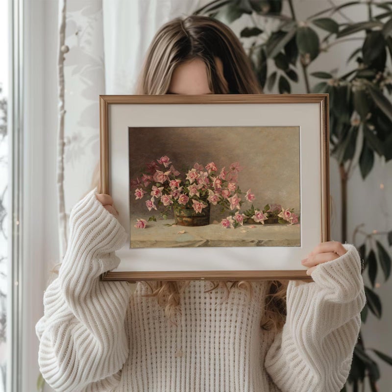 uniro Vintage Floral Wall Art, French Country Wall Decor, Retro Flower Botanical Painting, Farmhouse Wall Art Rustic Antique Canvas Prints Vintage Art Pictures for Bedroom Bathroom Decor( 8" x 10"-UNFRAMED) - Image 4