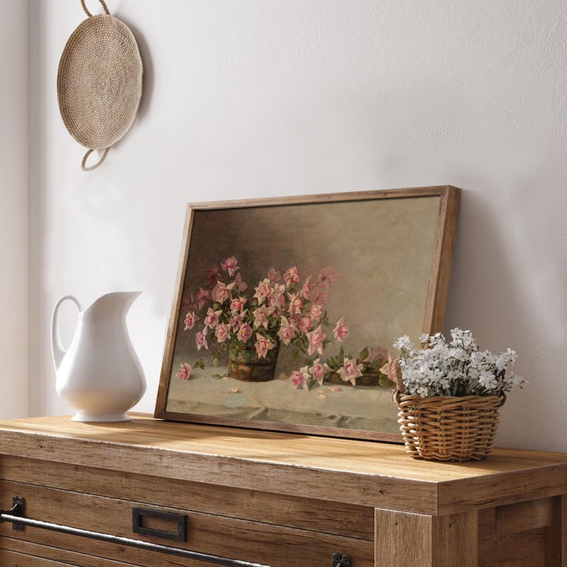 uniro Vintage Floral Wall Art, French Country Wall Decor, Retro Flower Botanical Painting, Farmhouse Wall Art Rustic Antique Canvas Prints Vintage Art Pictures for Bedroom Bathroom Decor( 8" x 10"-UNFRAMED) - Image 2
