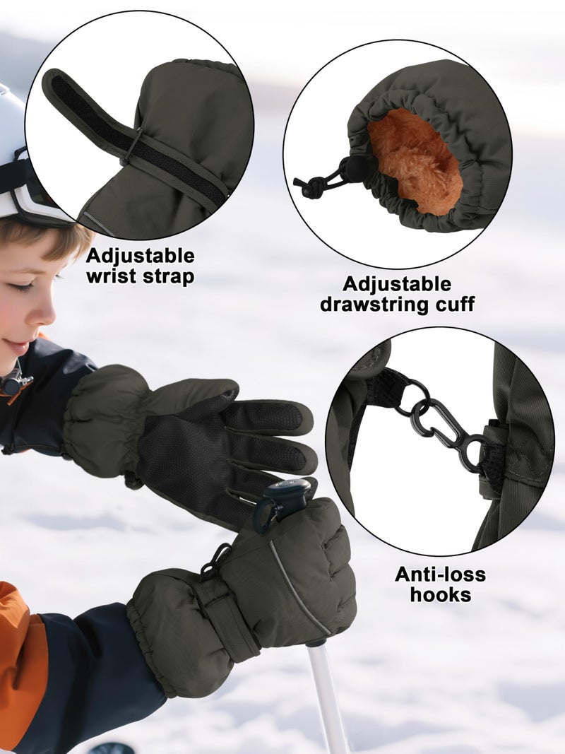 Cooraby 2 Pairs Kids Snow Ski Gloves Winter Waterproof Warm Gloves for Boys Girls Cold Weather Outdoor - Image 2