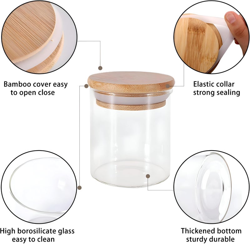 Glass Jars - Airtight Bamboo Lid for Kitchen Storage, Perfect for Spices, Tea, Sugar, Cereal, Cookies, Candies (200ml) (Square Shape, 2 Pieces)) - Image 4