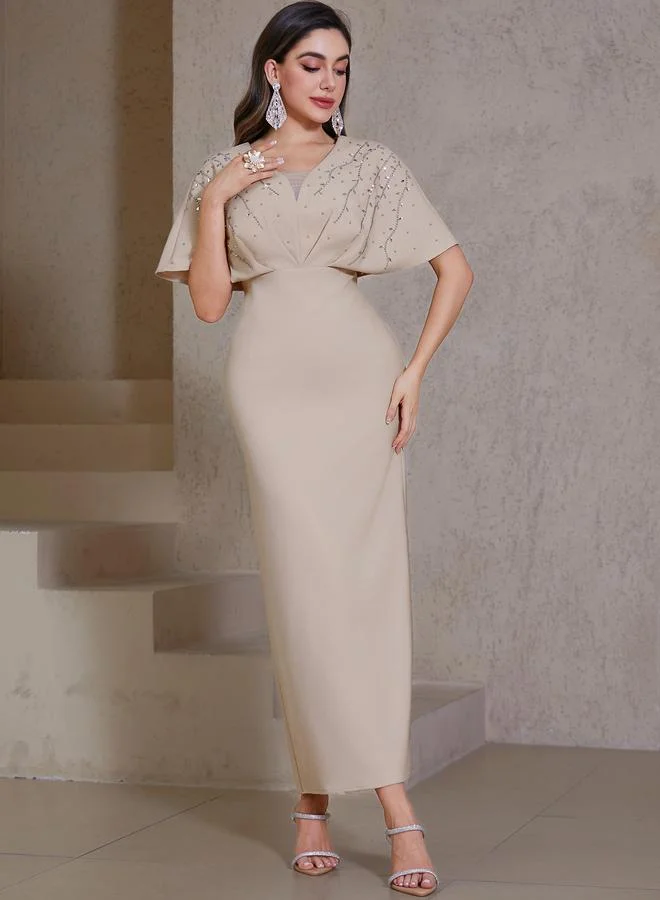 Take Two V Neck Maxi Dress With Rhinestones