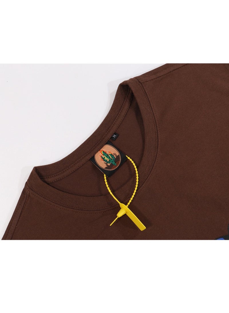 Hip-hop Kanye's same style Lightning Tiger letter print male and female couple round neck short-sleeved T-shirt  - Image 3