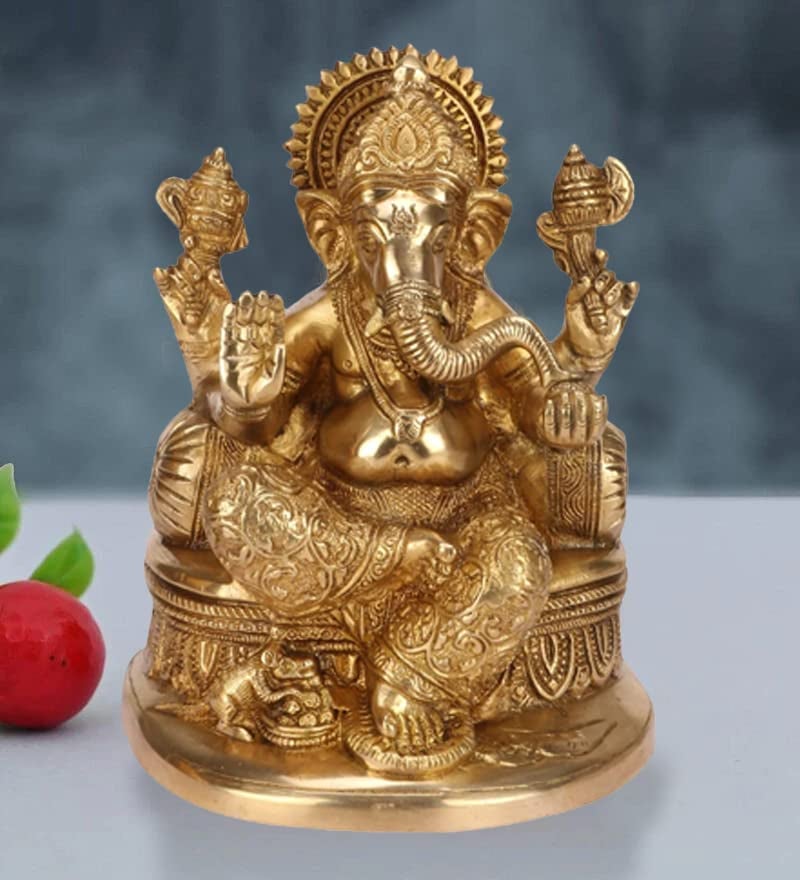 Artvarko Brass Ganesha Statue Ganesh Idol for Home Dcor Living Room Office Year Gifts God Ganpati Vastu Murti Showpiece Religious Temple 75 - Image 1