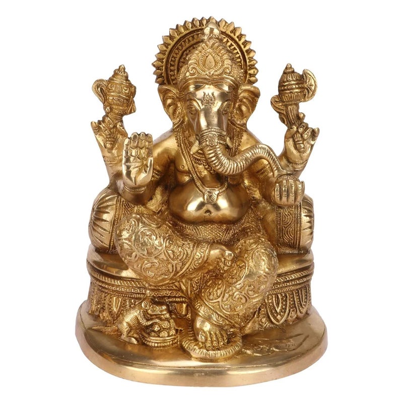 Artvarko Brass Ganesha Statue Ganesh Idol for Home Dcor Living Room Office Year Gifts God Ganpati Vastu Murti Showpiece Religious Temple 75 - Image 5