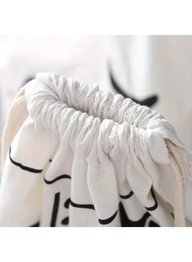 2Pcs White Laundry Bags Drawstring Storage Organizer For Travel Home Dorm - Image 5