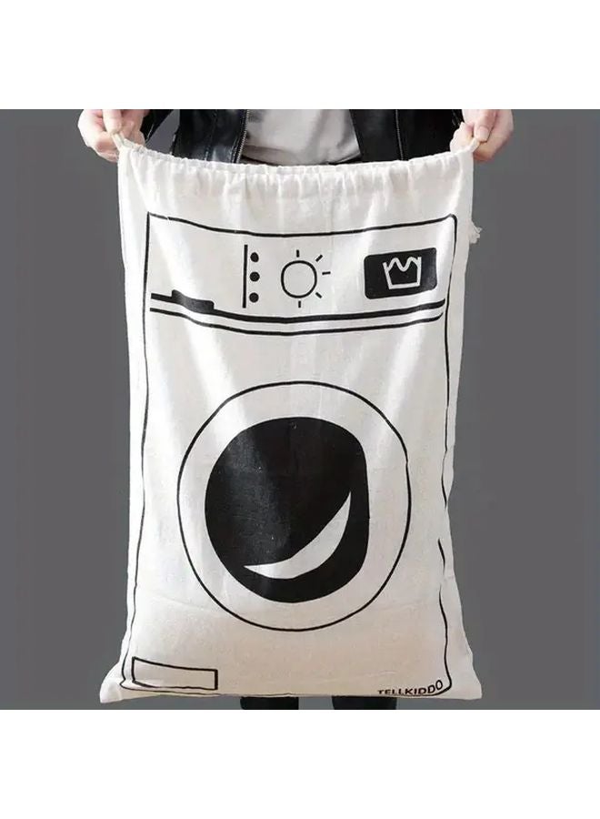 2Pcs White Laundry Bags Drawstring Storage Organizer For Travel Home Dorm - Image 1