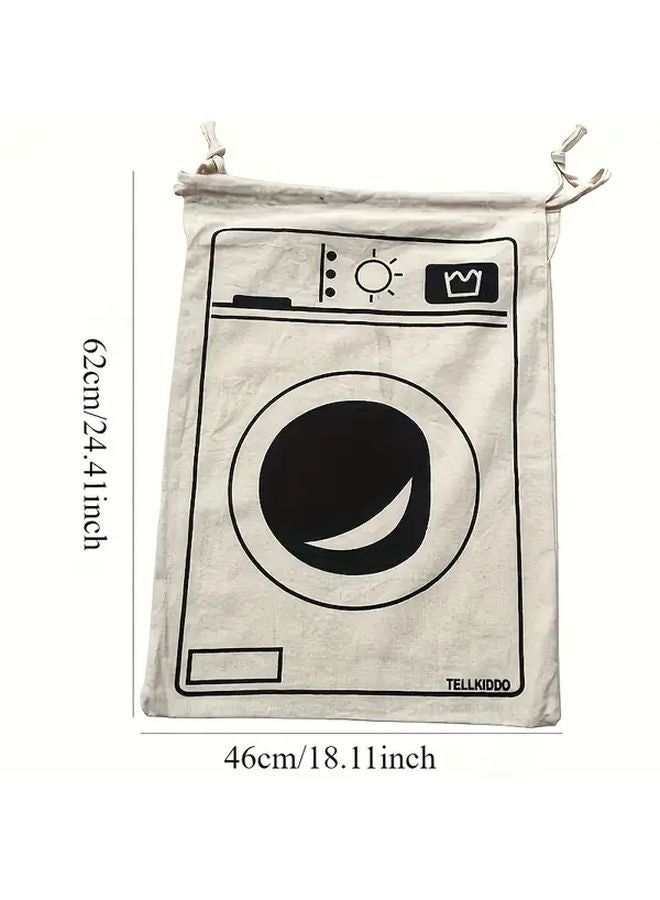 2Pcs White Laundry Bags Drawstring Storage Organizer For Travel Home Dorm - Image 3